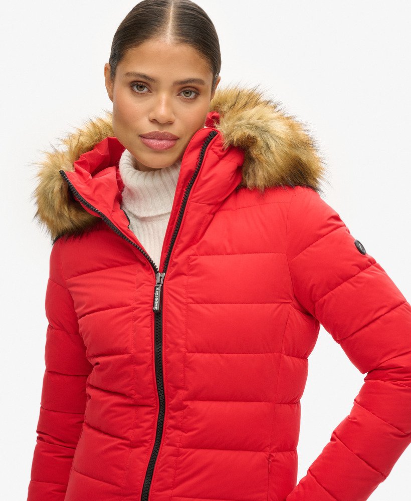 casaco puffer longo arctic na cor vermelho de alto risco