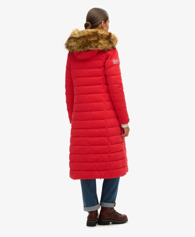 casaco puffer longo arctic na cor vermelho de alto risco