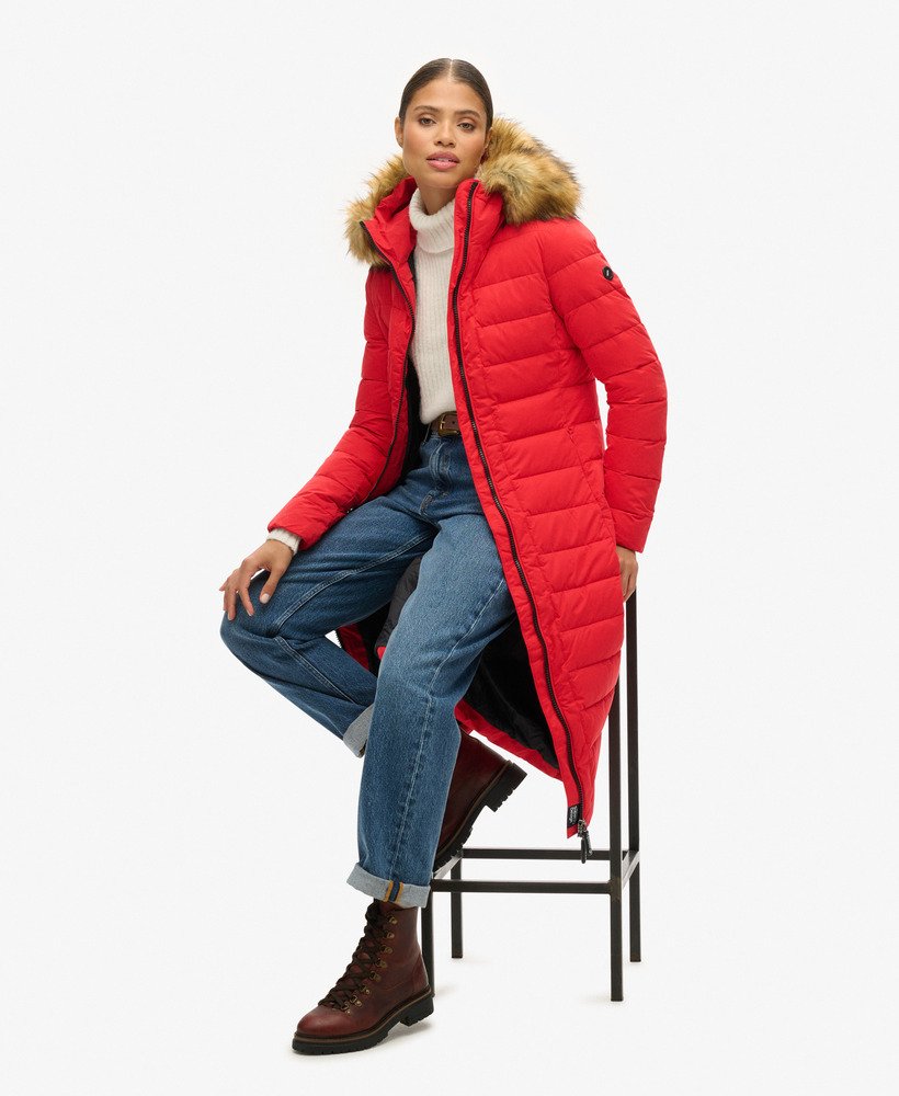 casaco puffer longo arctic na cor vermelho de alto risco