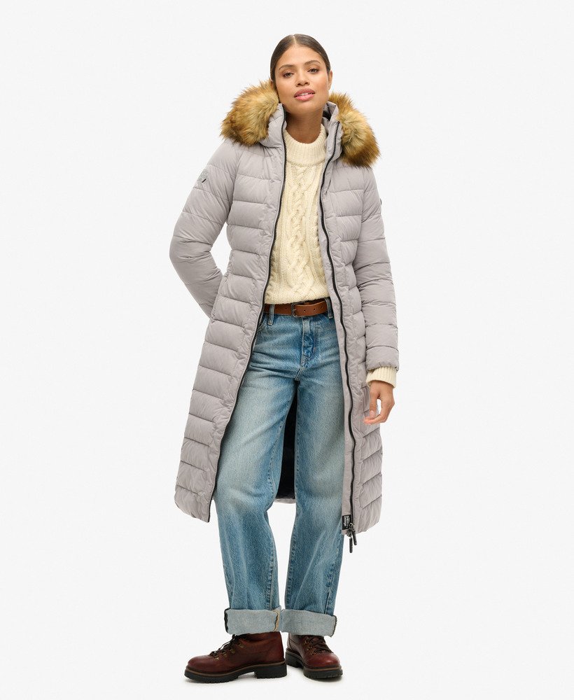 casaco puffer longo arctic na cor pomba.