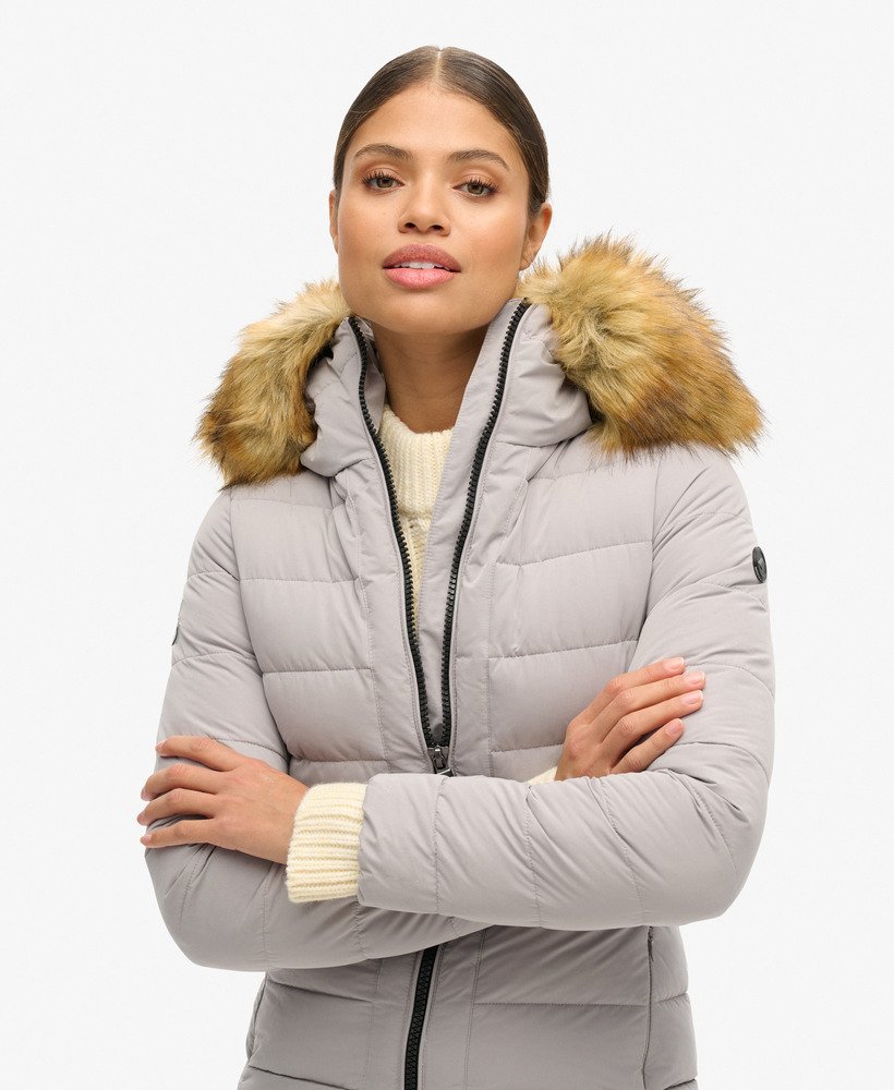 casaco puffer longo arctic na cor pomba.