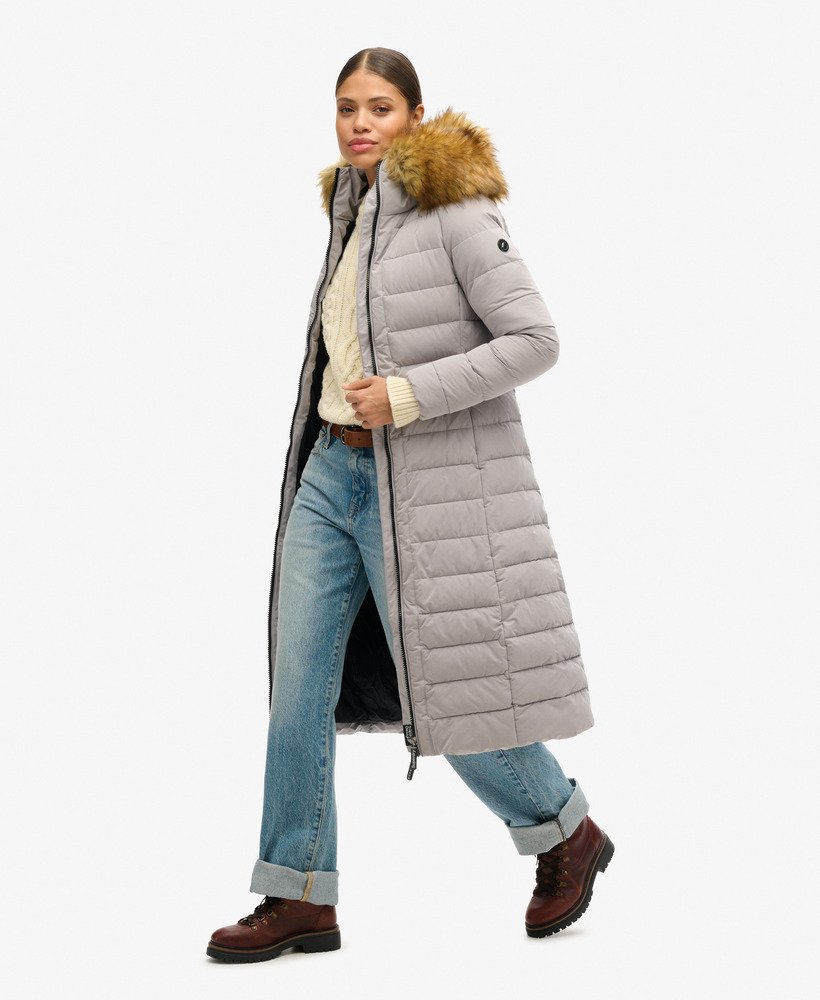 casaco puffer longo arctic na cor pomba.