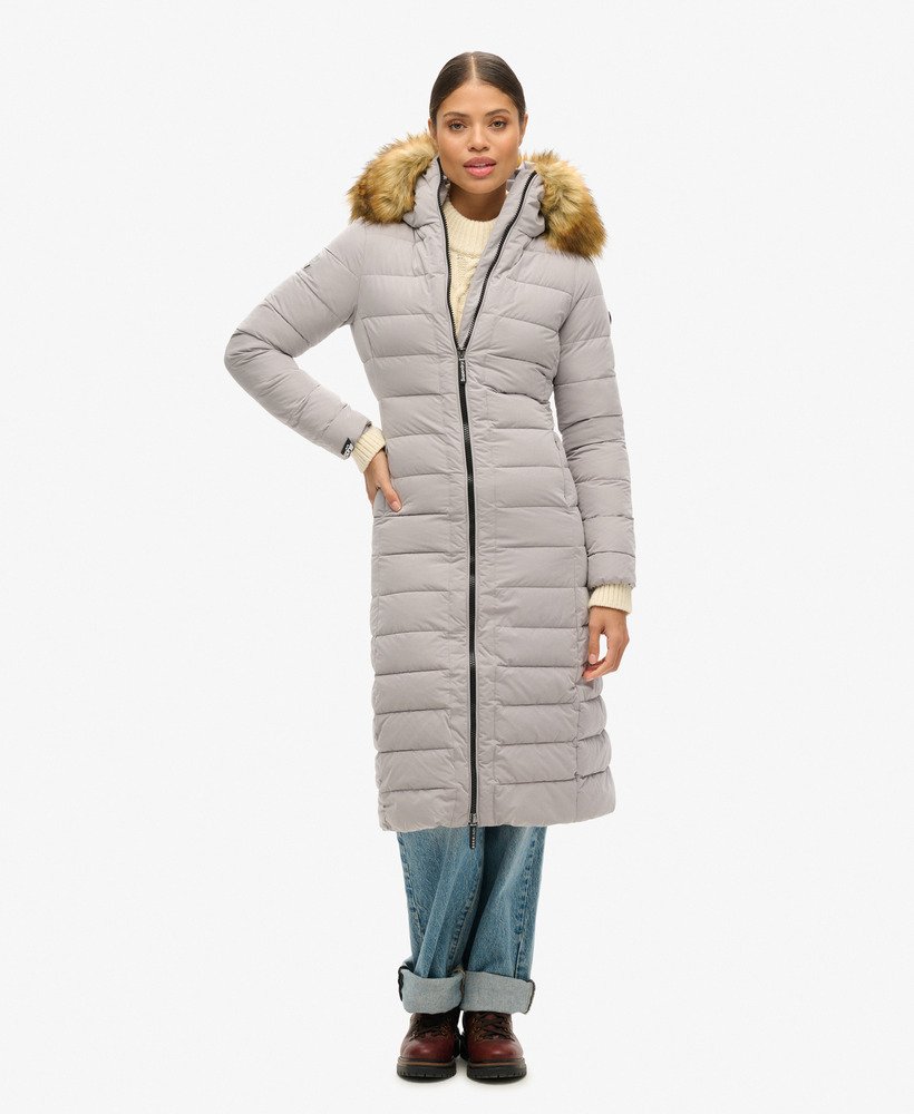 casaco puffer longo arctic na cor pomba.