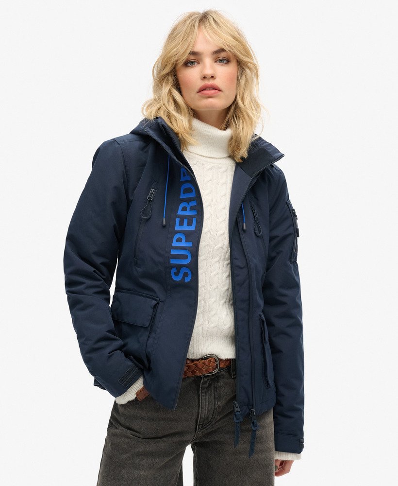 jaqueta corta-vento ultimate sd com capuz na cor nordic chrome navymazarine blue