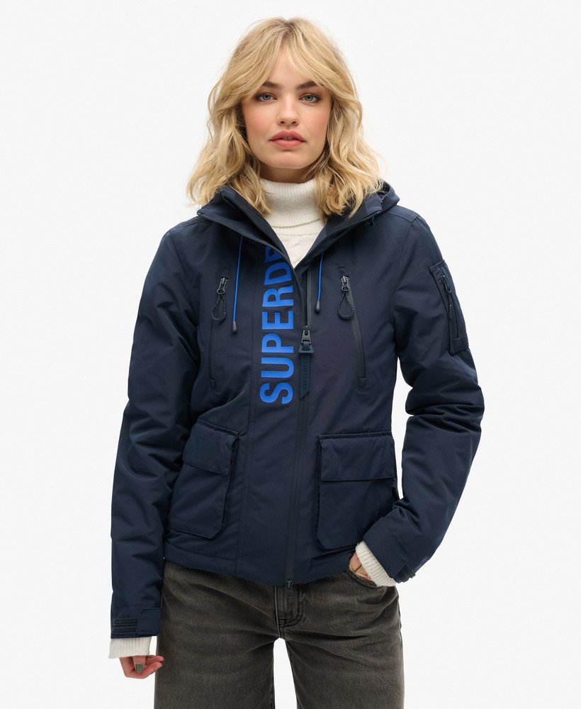 jaqueta corta-vento ultimate sd com capuz na cor nordic chrome navymazarine blue