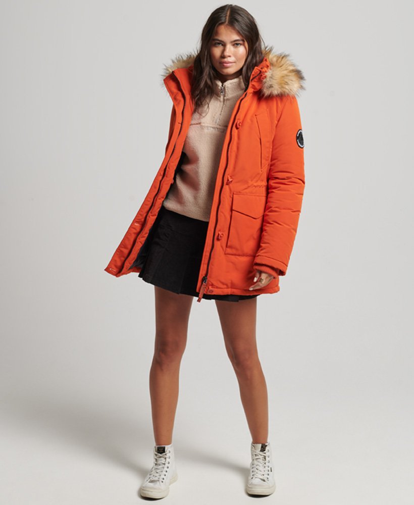 casaco everest parka na cor purê de abóbora