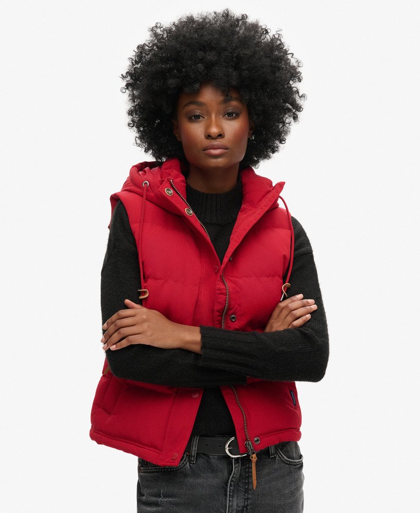 colete acolchoado com capuz everest na cor vermelha