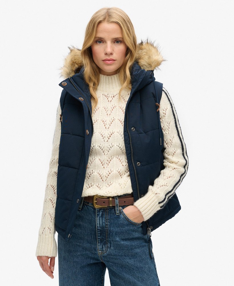 colete acolchoado everest em pele sintética na cor nordic chrome navy