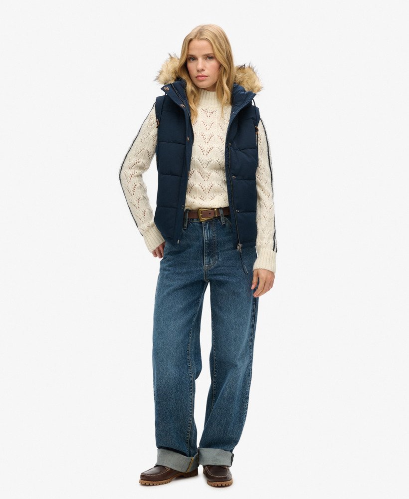 colete acolchoado everest em pele sintética na cor nordic chrome navy