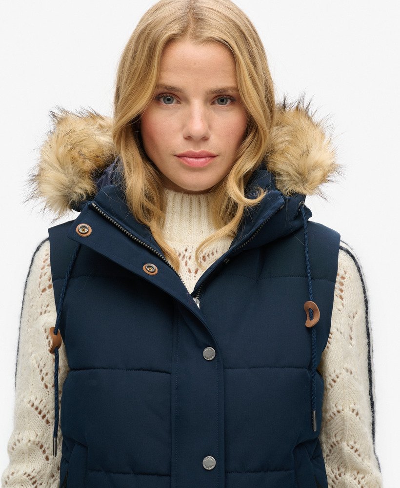 colete acolchoado everest em pele sintética na cor nordic chrome navy
