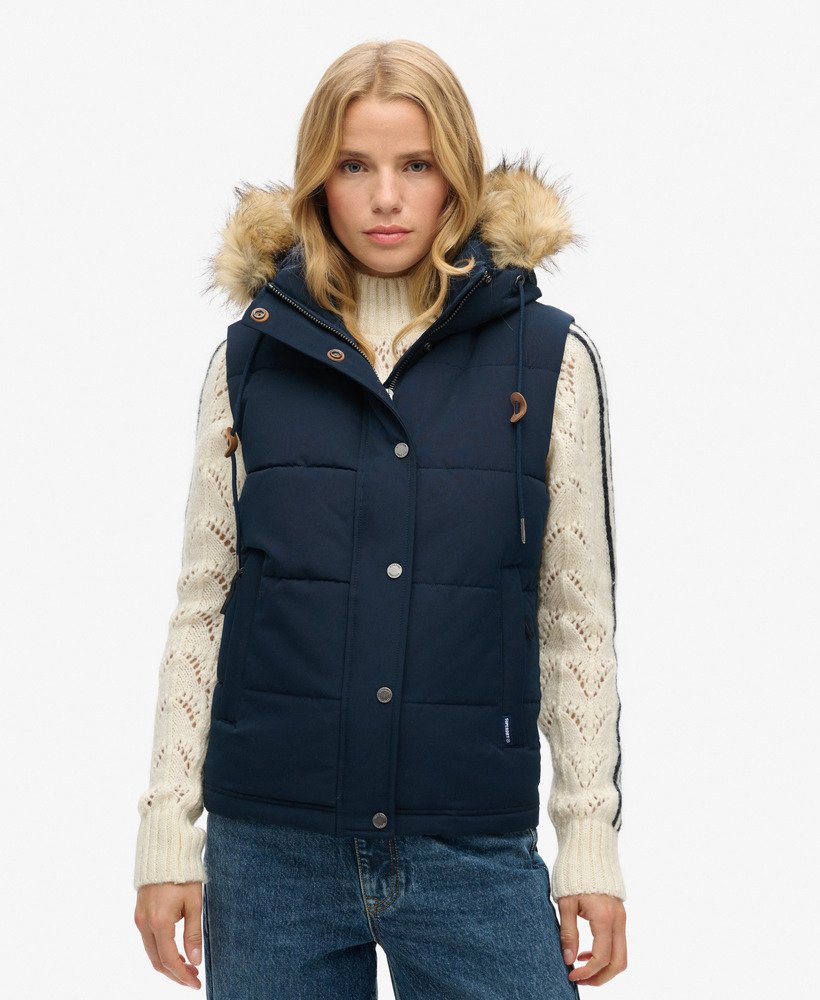 colete acolchoado everest em pele sintética na cor nordic chrome navy