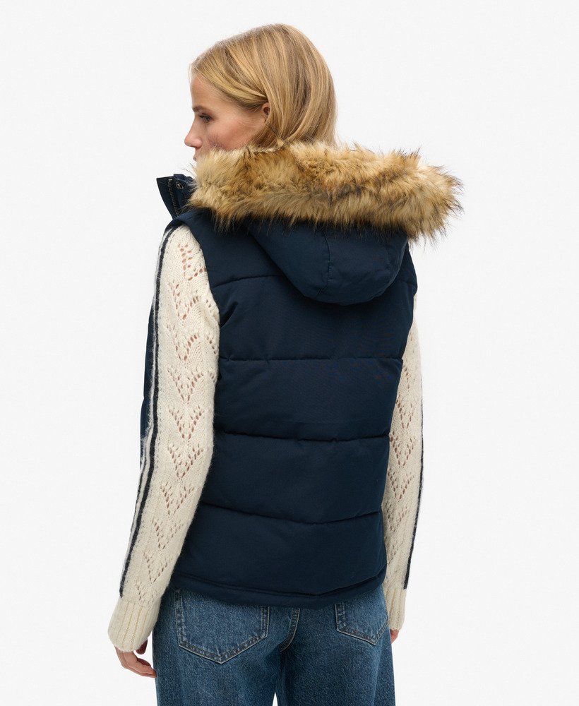 colete acolchoado everest em pele sintética na cor nordic chrome navy