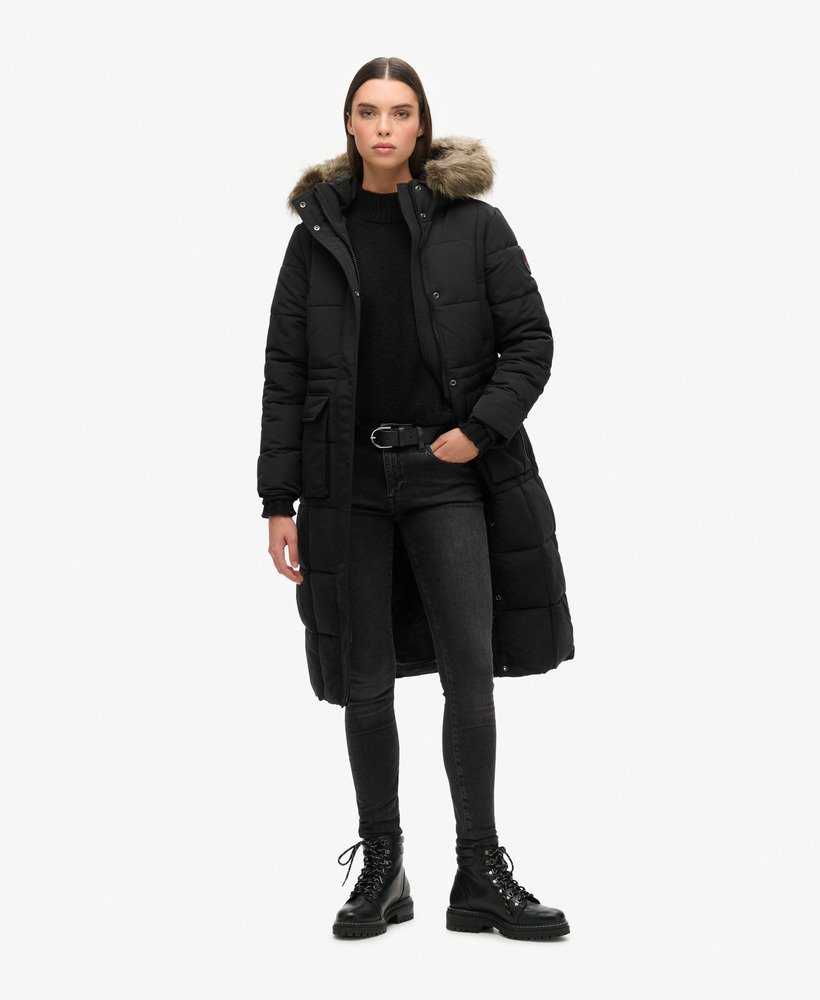 casaco acolchoado longo everest na cor preto jato