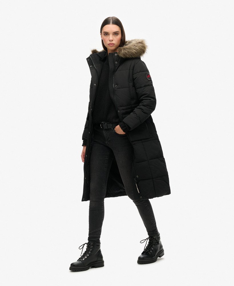 casaco acolchoado longo everest na cor preto jato