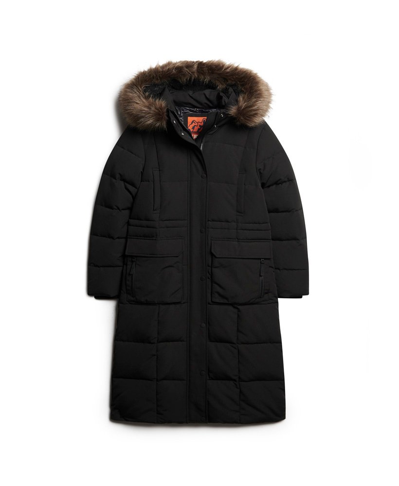casaco acolchoado longo everest na cor preto jato