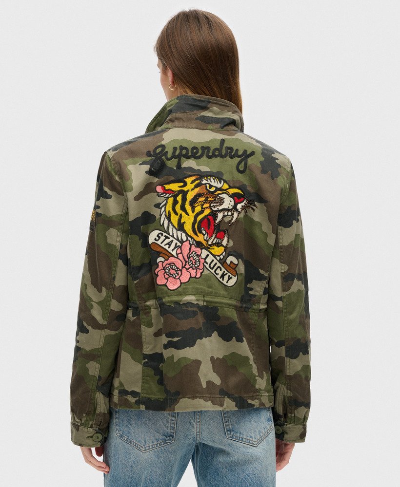 jaqueta militar m65 bordada em camuflagem francesa verde.