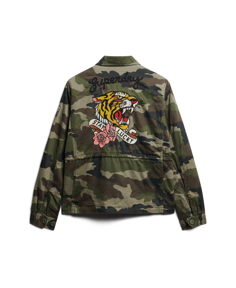 jaqueta militar m65 bordada em camuflagem francesa verde.