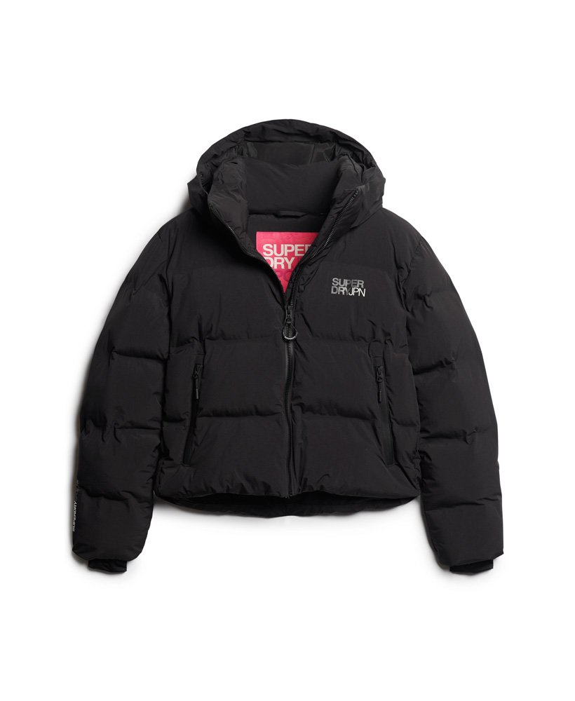 jaqueta puffer boxy com capuz na cor preta.