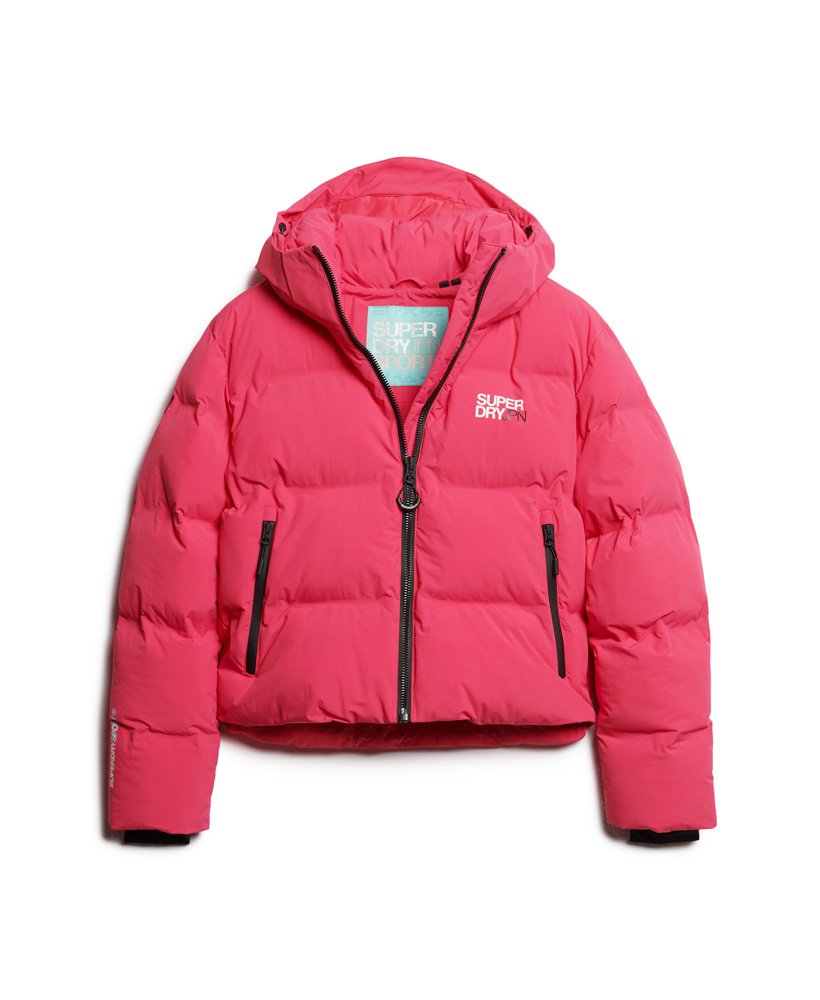 jaqueta puffer boxy com capuz na cor vermelho framboesa