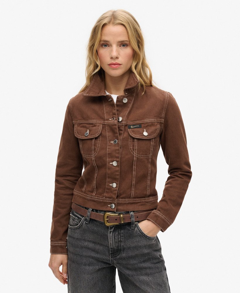 jaqueta curta workwear na cor marrom pinha