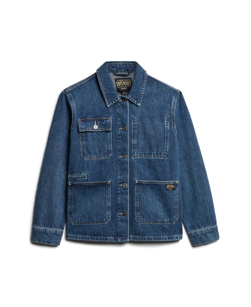 jaqueta jeans estilo utilitário na cor azul beverley