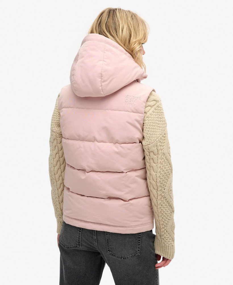 colete acolchoado com capuz everest na cor rosa blush