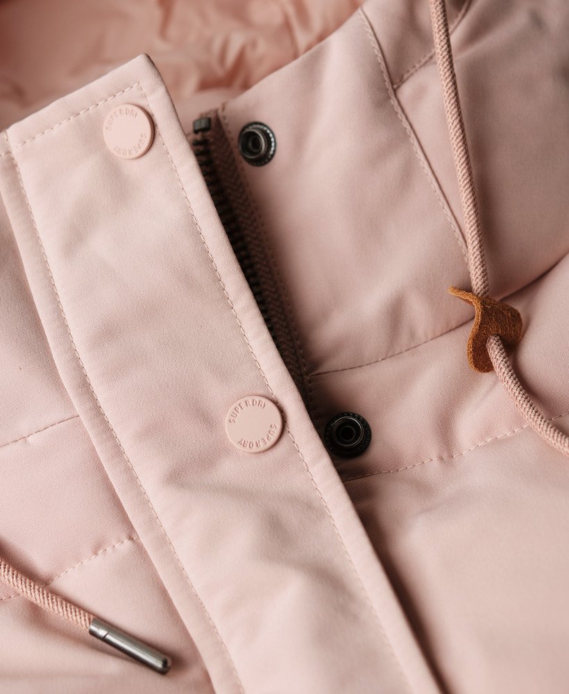 colete acolchoado com capuz everest na cor rosa blush