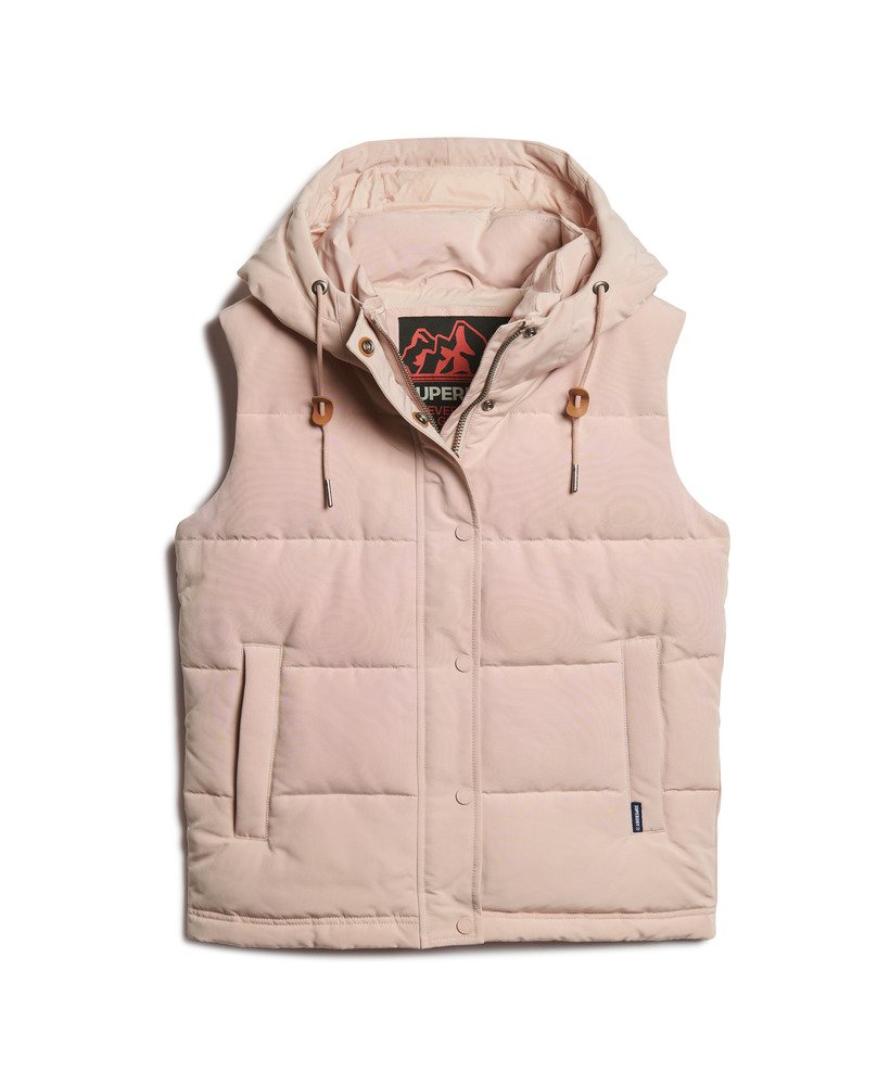 colete acolchoado com capuz everest na cor rosa blush