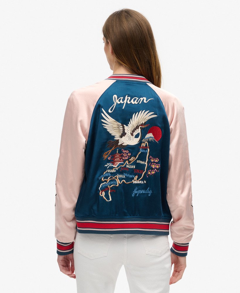 jaqueta bomber bordada suikajan na cor azul garrafa