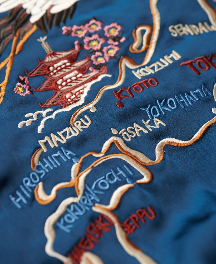 jaqueta bomber bordada suikajan na cor azul garrafa