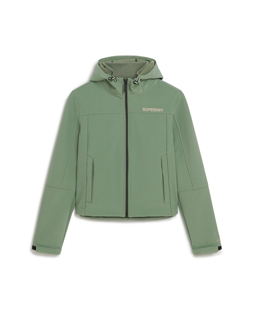 jaqueta trekker soft shell com capuz na cor cáqui laurel
