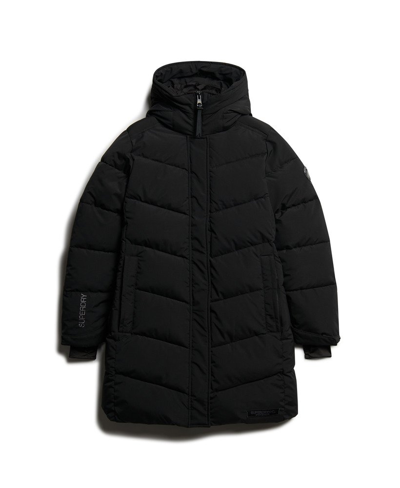 casaco parka acolchoado city chevron na cor preta