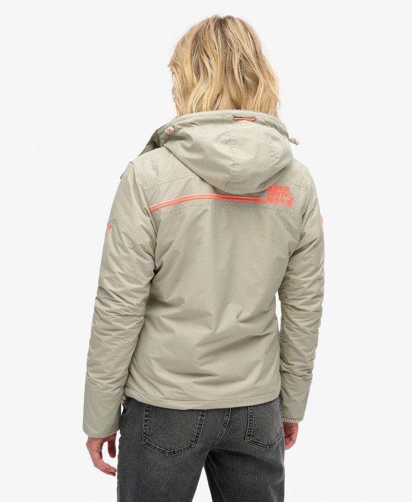 jaqueta corta-vento arctic sd com capuz e zíper frontal na cor willow grey grid.