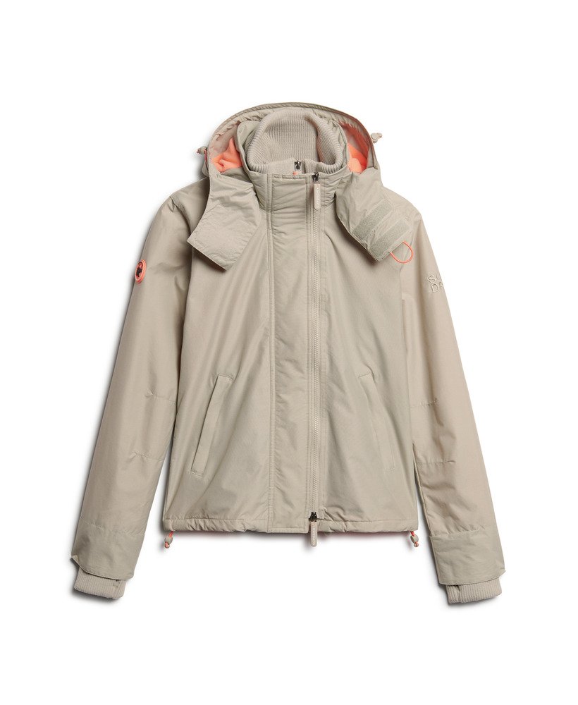 jaqueta corta-vento arctic sd com capuz e zíper frontal na cor willow grey grid.