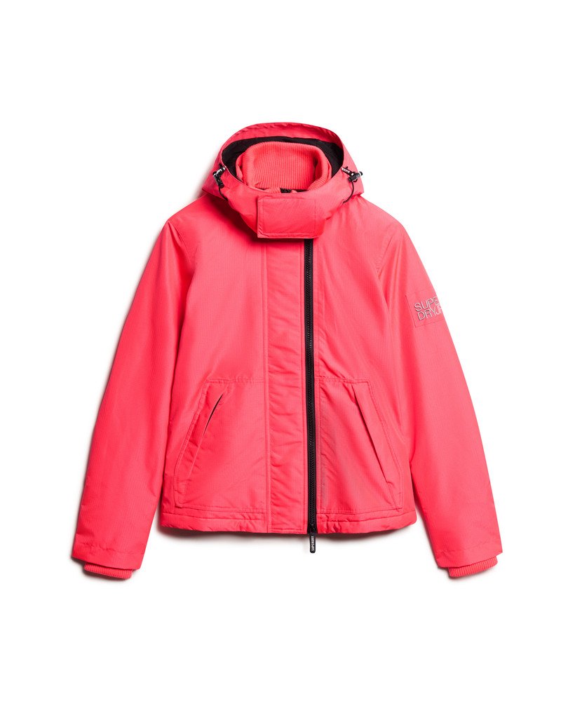 jaqueta corta-vento com capuz para montanha na cor rosa hiper fire