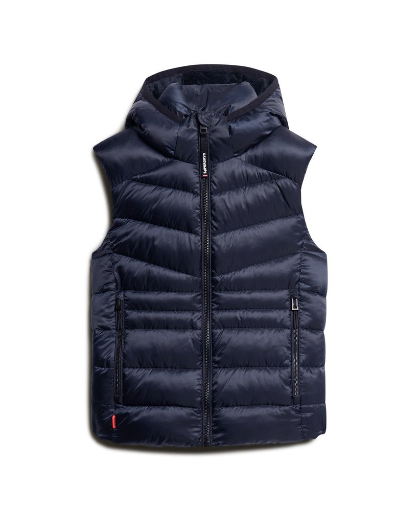 colete acolchoado com capuz fuji quilt na cor azul marinho eclipse