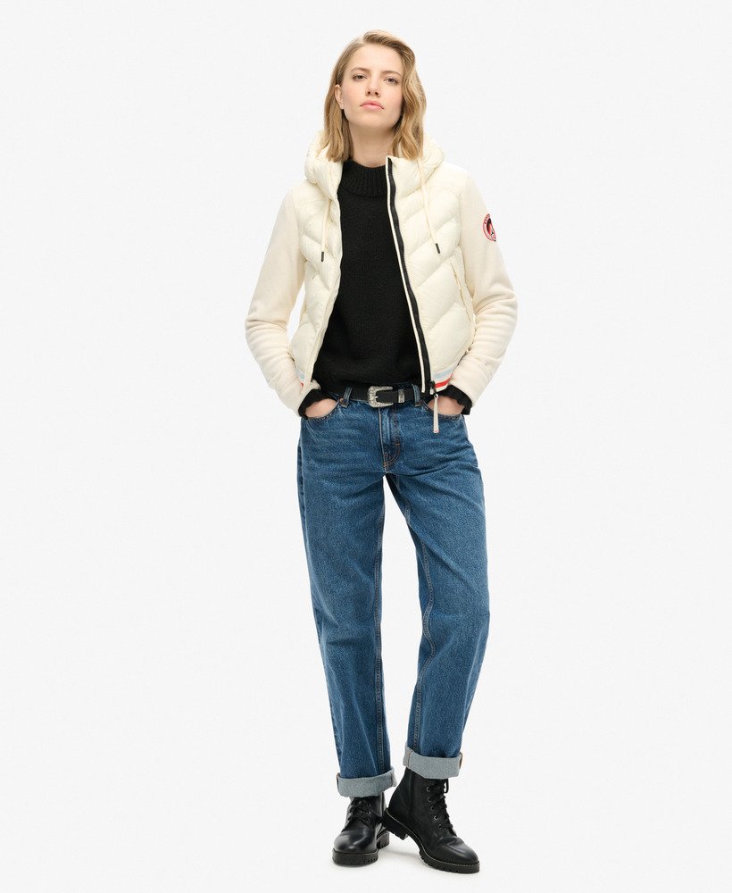 jaqueta bomber híbrida storm fuji com capuz na cor off white