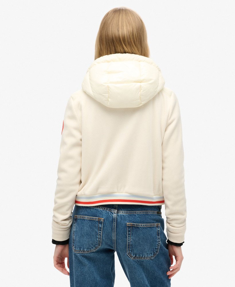jaqueta bomber híbrida storm fuji com capuz na cor off white