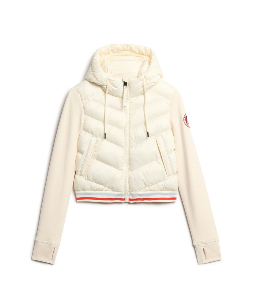 jaqueta bomber híbrida storm fuji com capuz na cor off white
