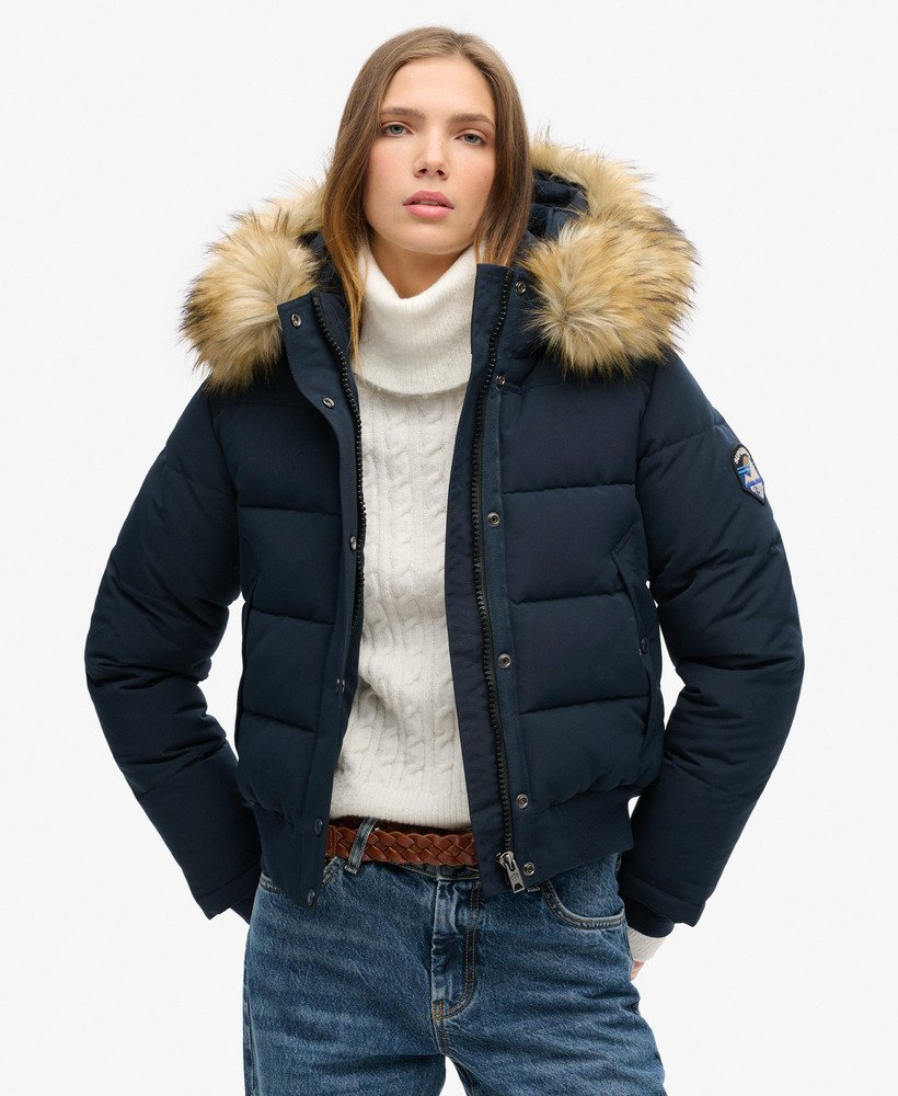jaqueta bomber com capuz everest na cor nordic chrome navy