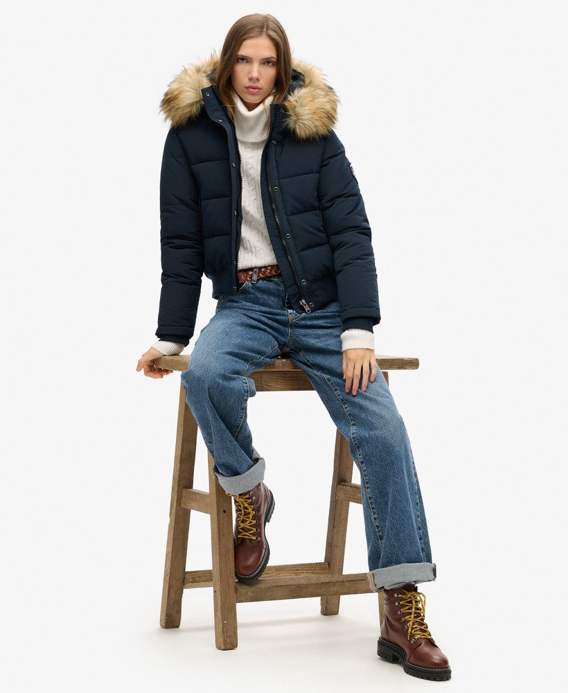 jaqueta bomber com capuz everest na cor nordic chrome navy