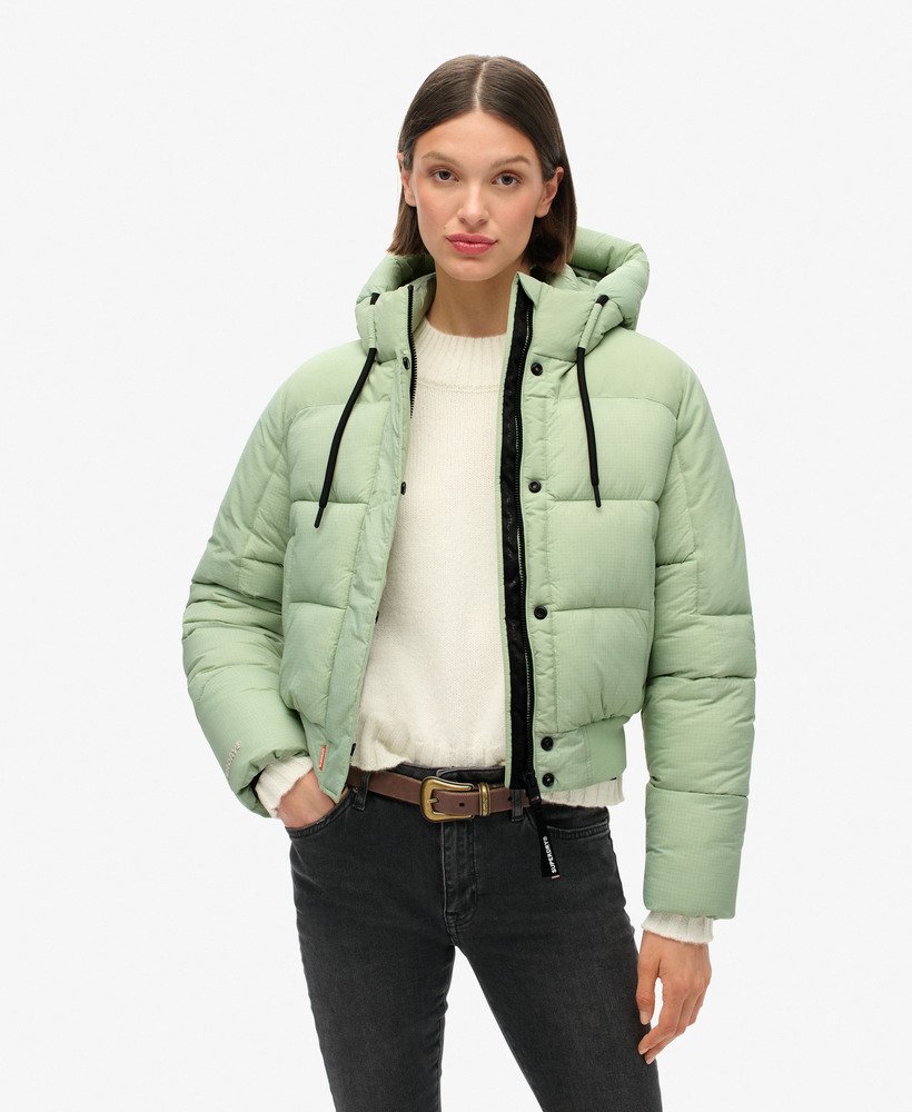 jaqueta bomber acolchoada em ripstop xadrez verde-mar