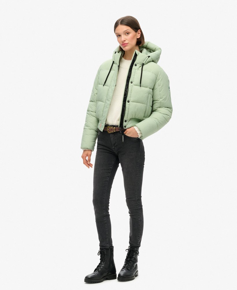 jaqueta bomber acolchoada em ripstop xadrez verde-mar