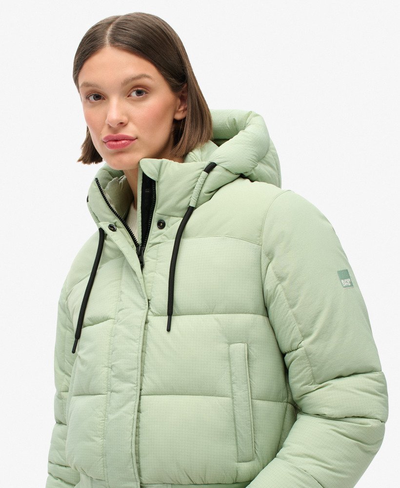jaqueta bomber acolchoada em ripstop xadrez verde-mar