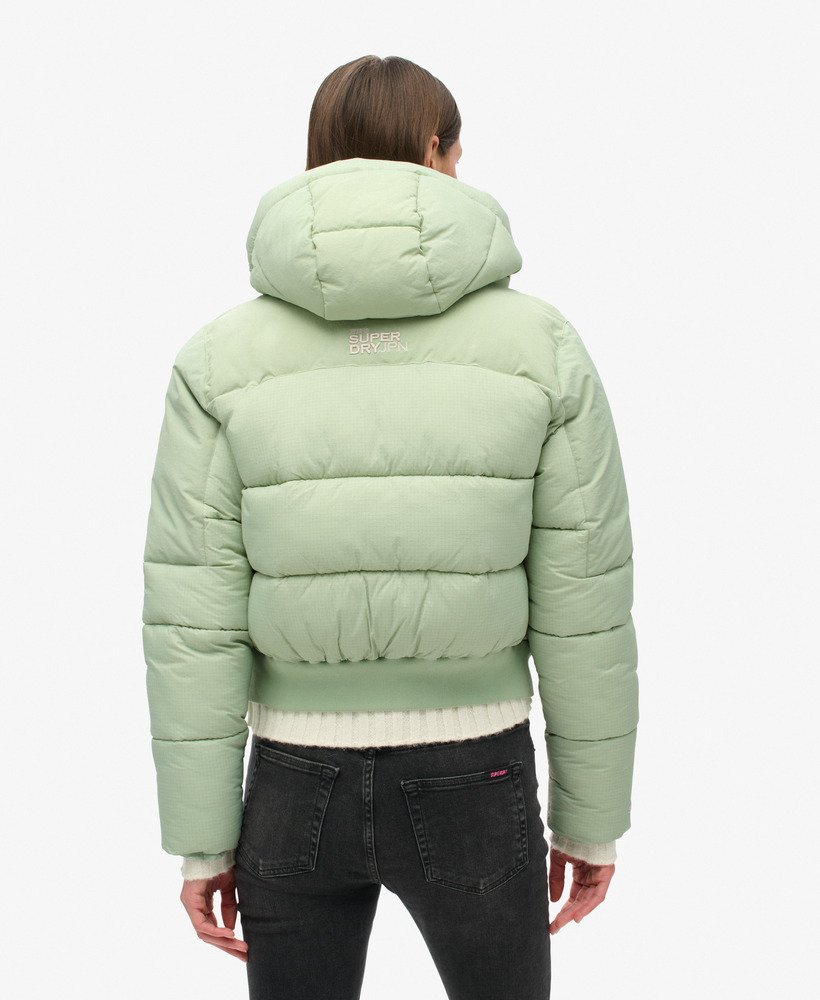 jaqueta bomber acolchoada em ripstop xadrez verde-mar