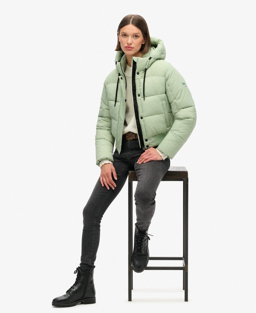 jaqueta bomber acolchoada em ripstop xadrez verde-mar