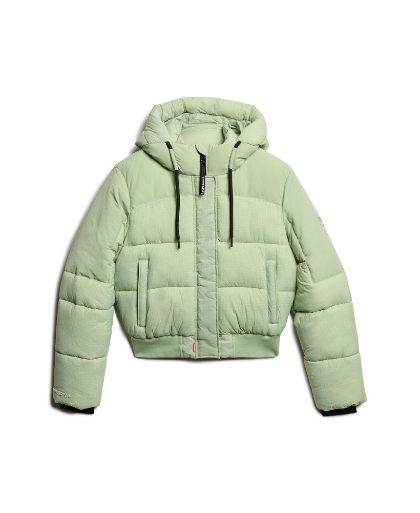 jaqueta bomber acolchoada em ripstop xadrez verde-mar