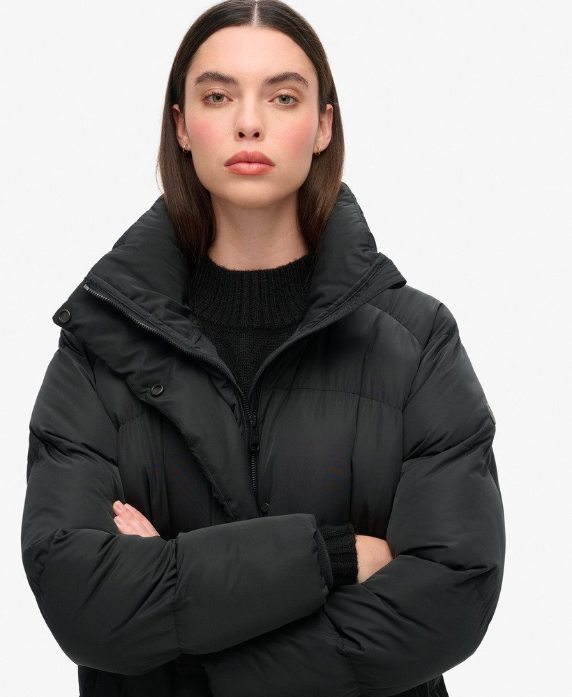 casaco maxi longo puffer preto