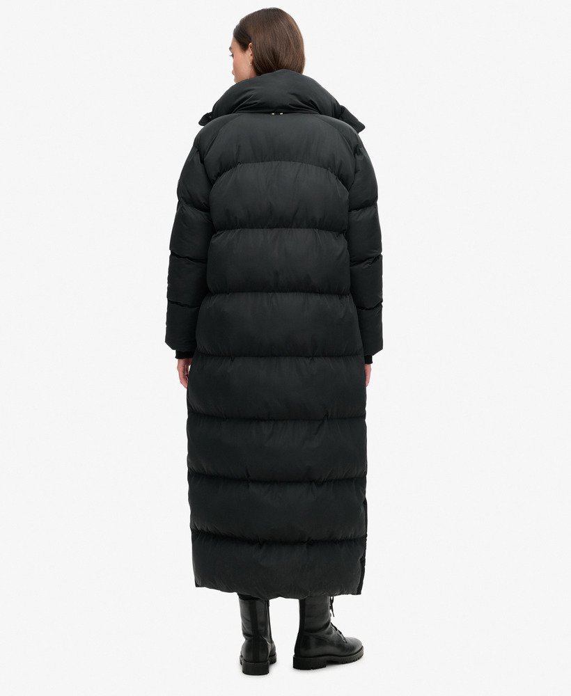 casaco maxi longo puffer preto