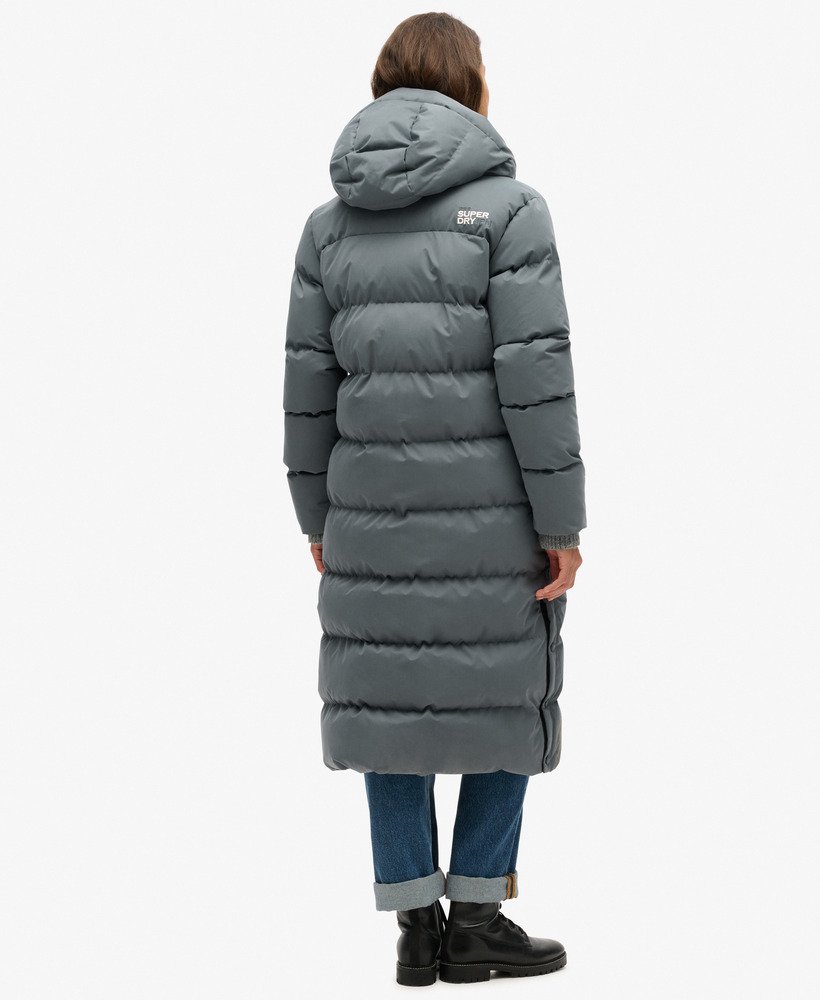 casaco puffer longo de microfibra na cor Ébano